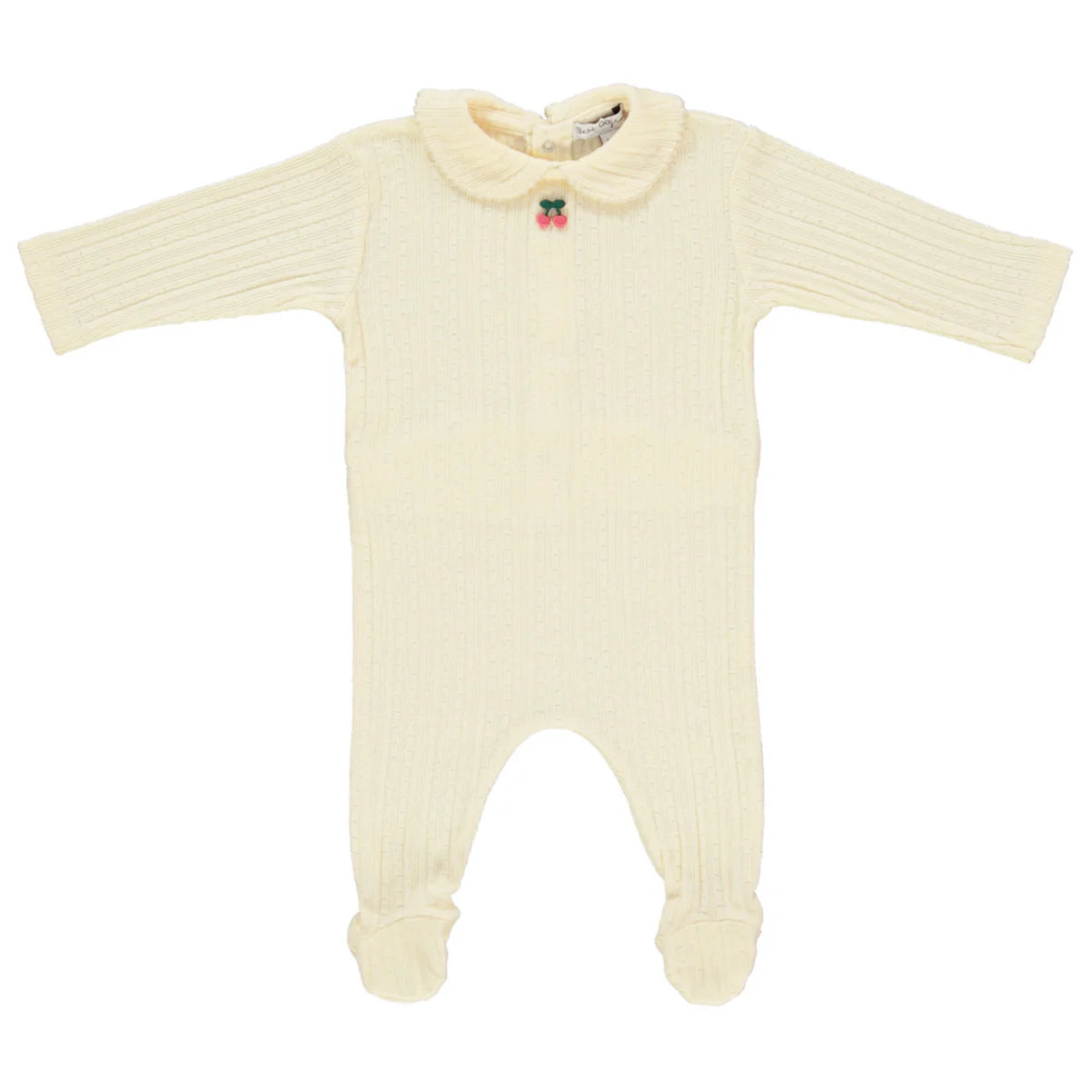 Bebe Collar Overall Natural Cherry Pointelle