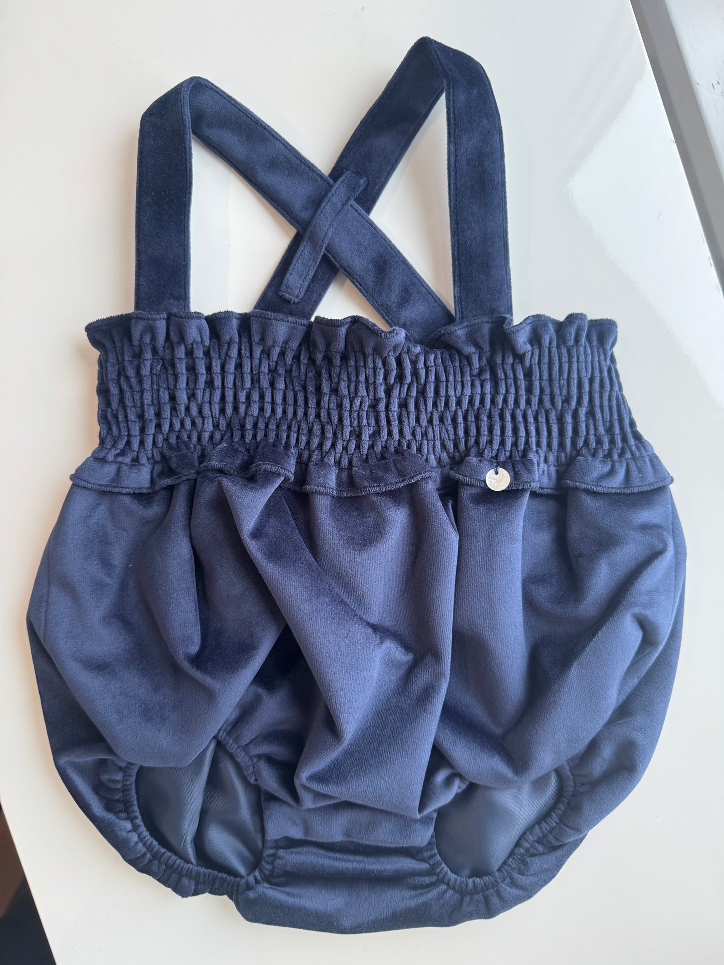 Natalie Navy Velvet Romper