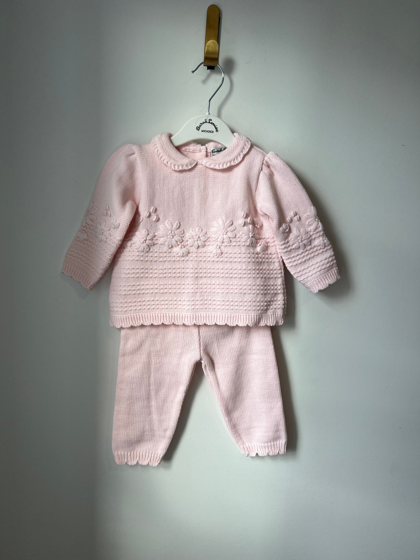 pink flower knit set
