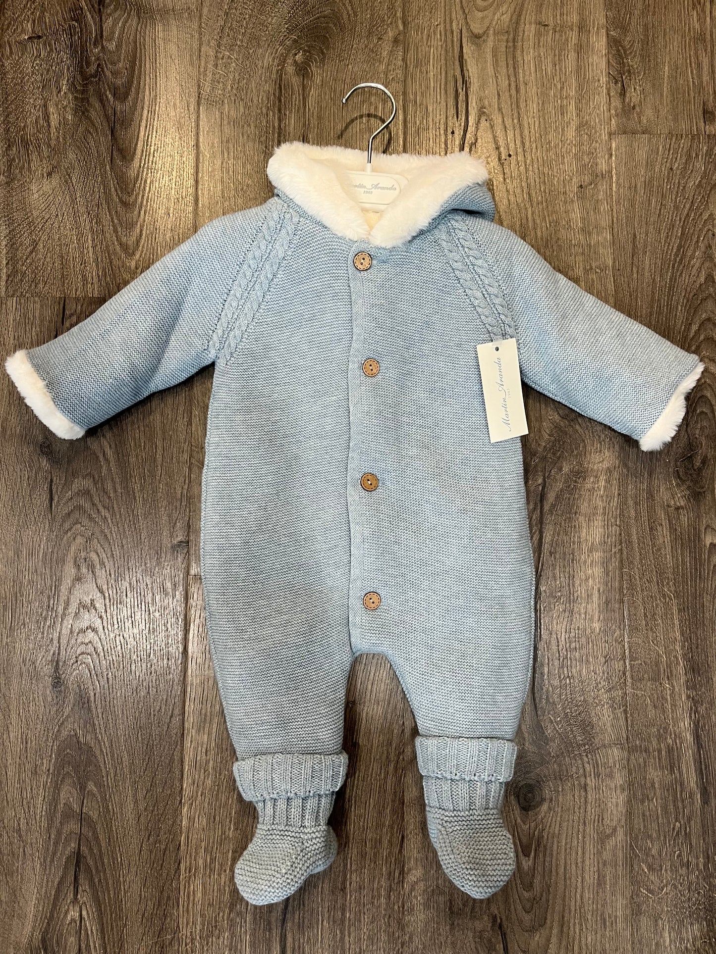 Hooded knit fur lined buttoned suit