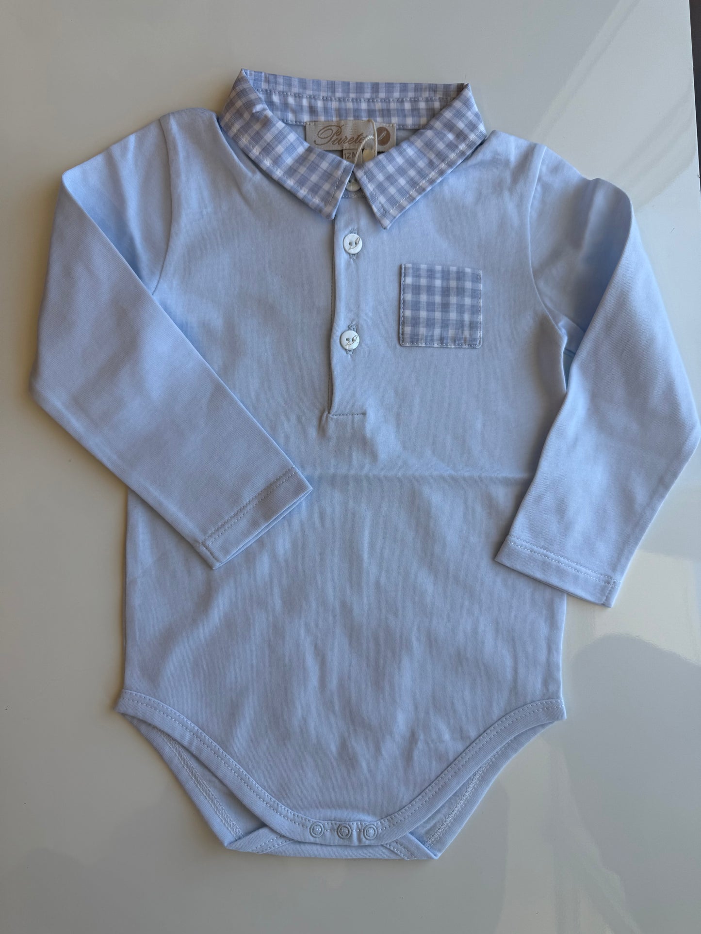 Davie Gingham Pocket Onesie