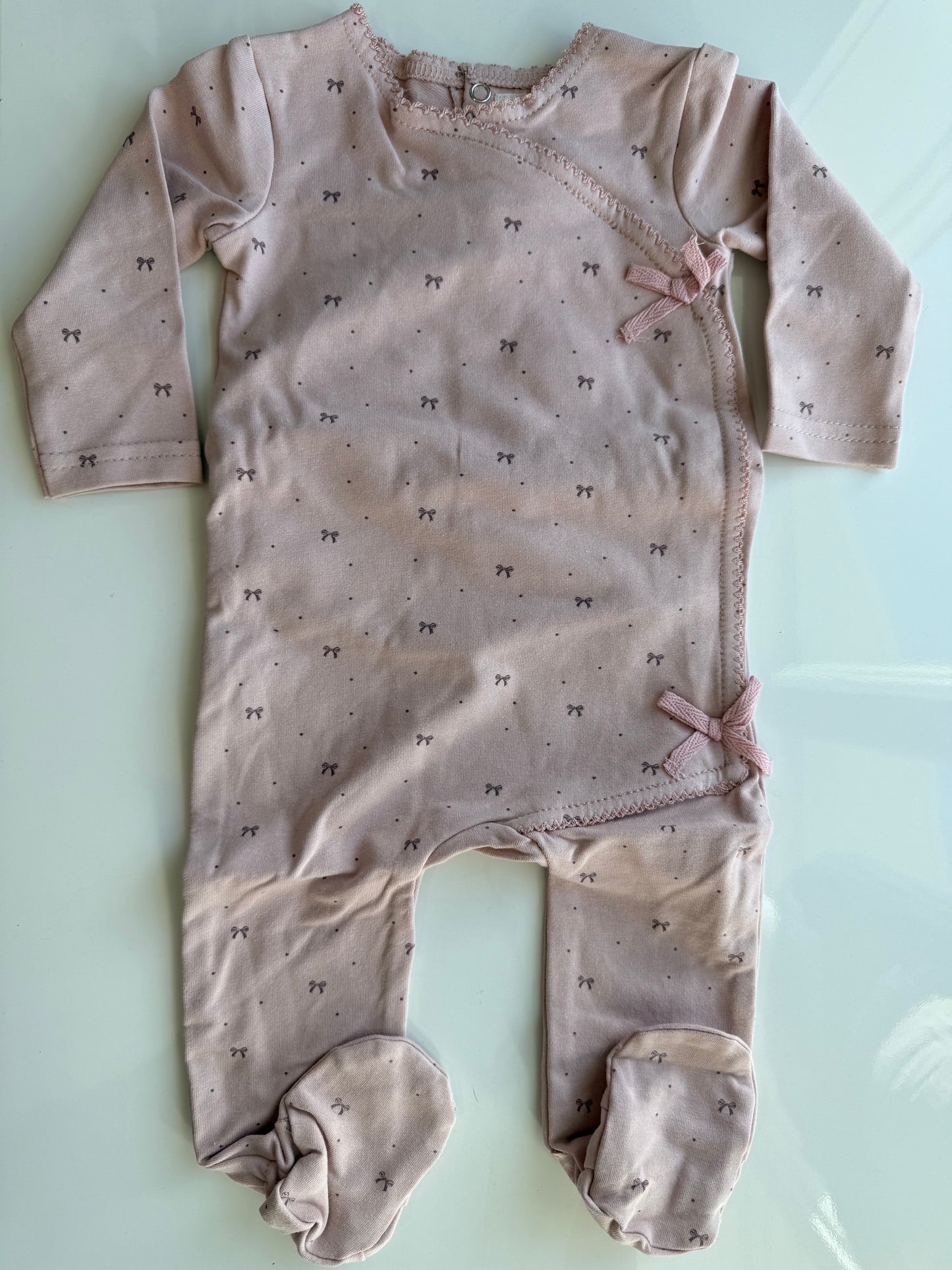 Bow Wrap Footie- Dusty Mauve