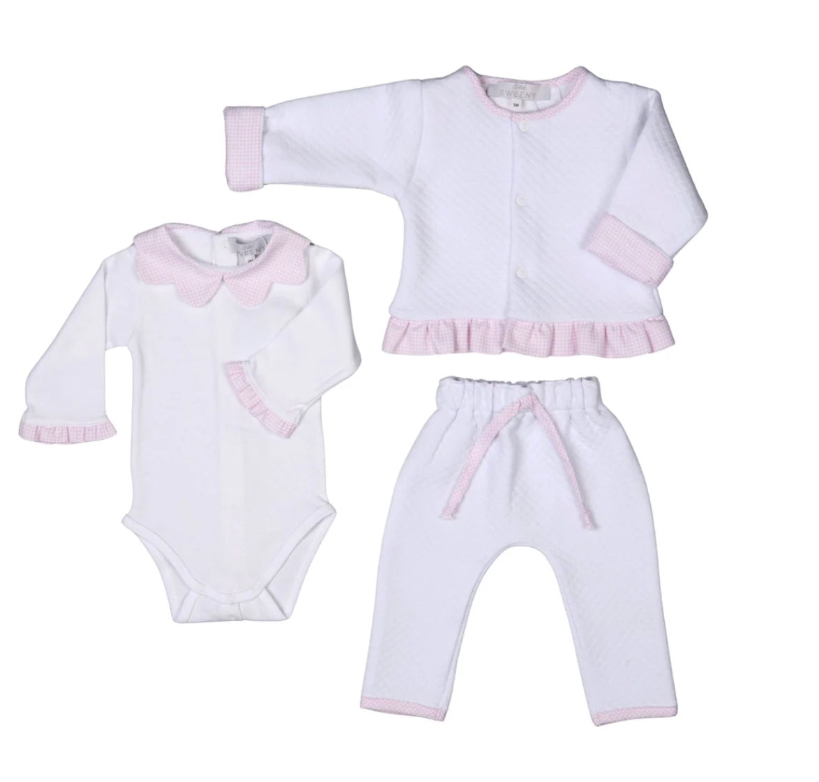 LUCY Collection | Girls White Quilted Cotton Jacket & Trouser Set