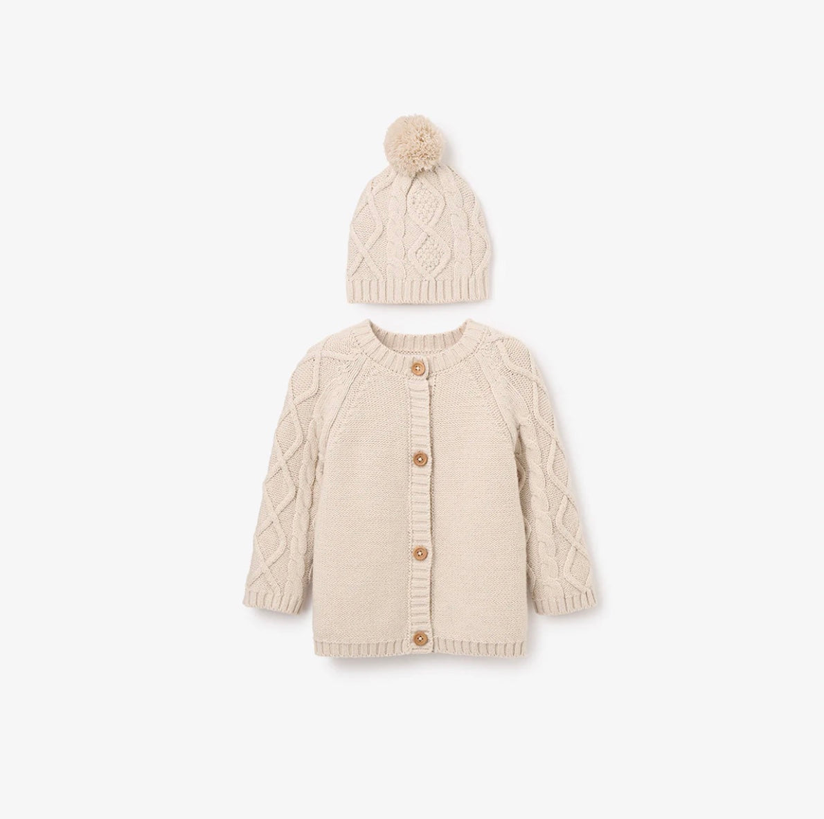 RAINY DAY CHUNKY DIAMOND CABLE CARDIGAN + HAT