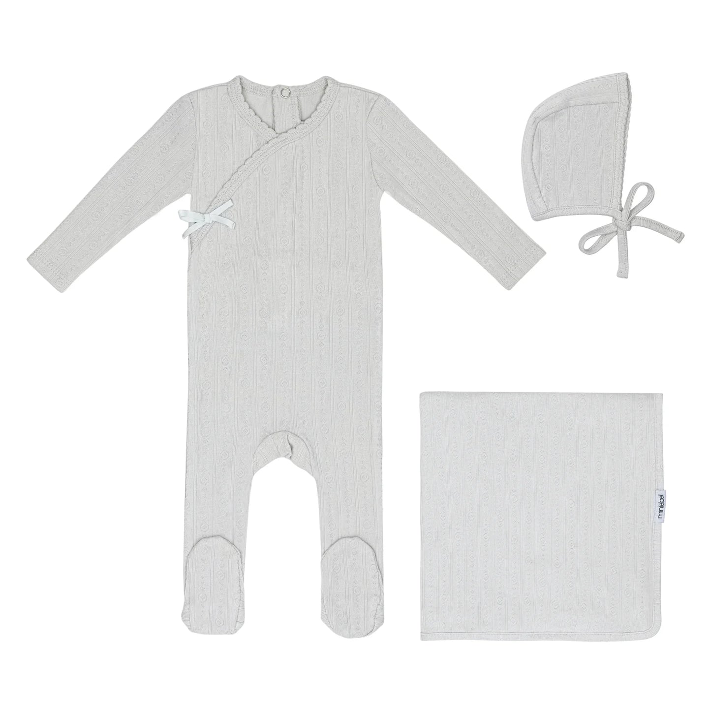 Sea Blue Circle Wrapover Pointelle Layette Set