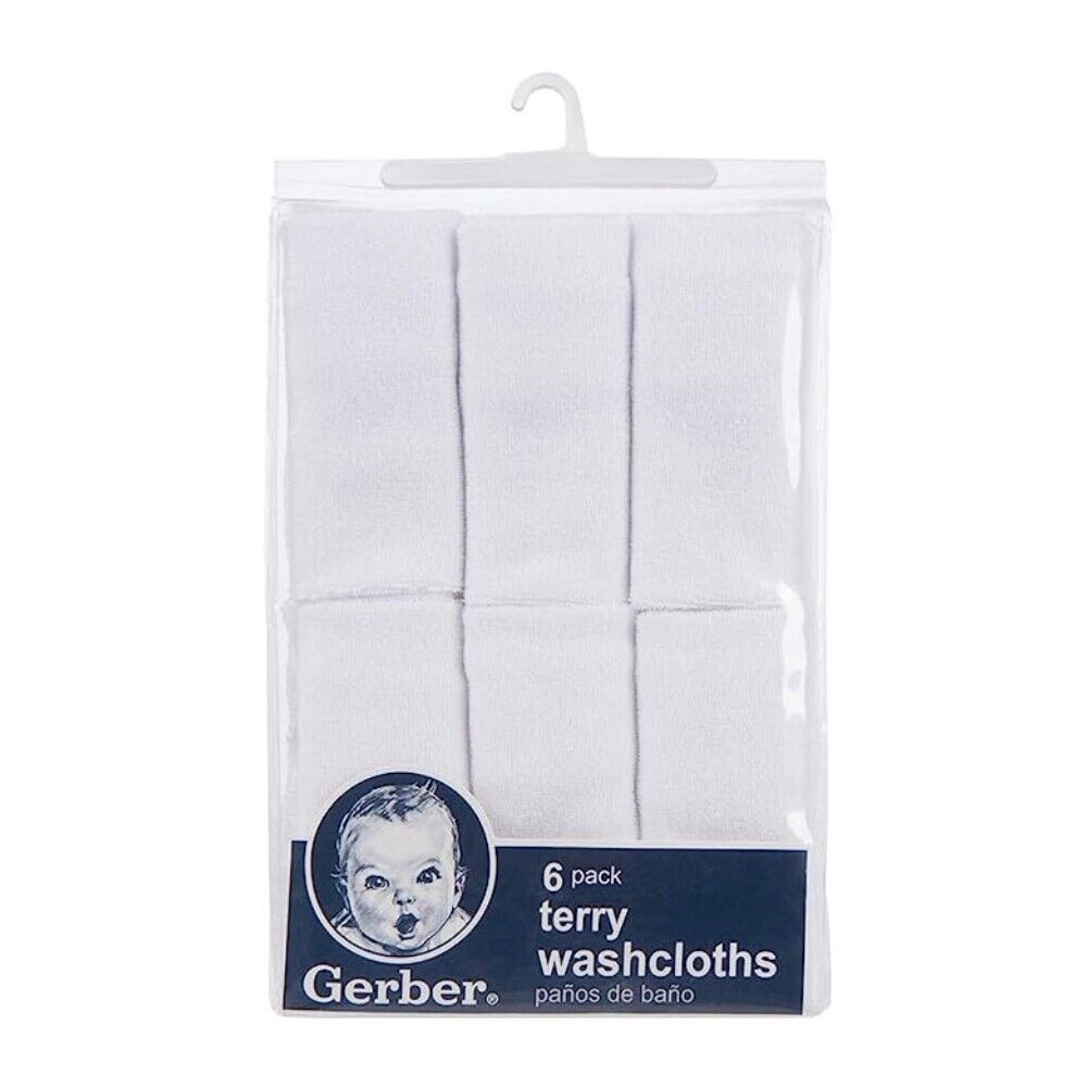 Gerber 6-pack White Washcloth