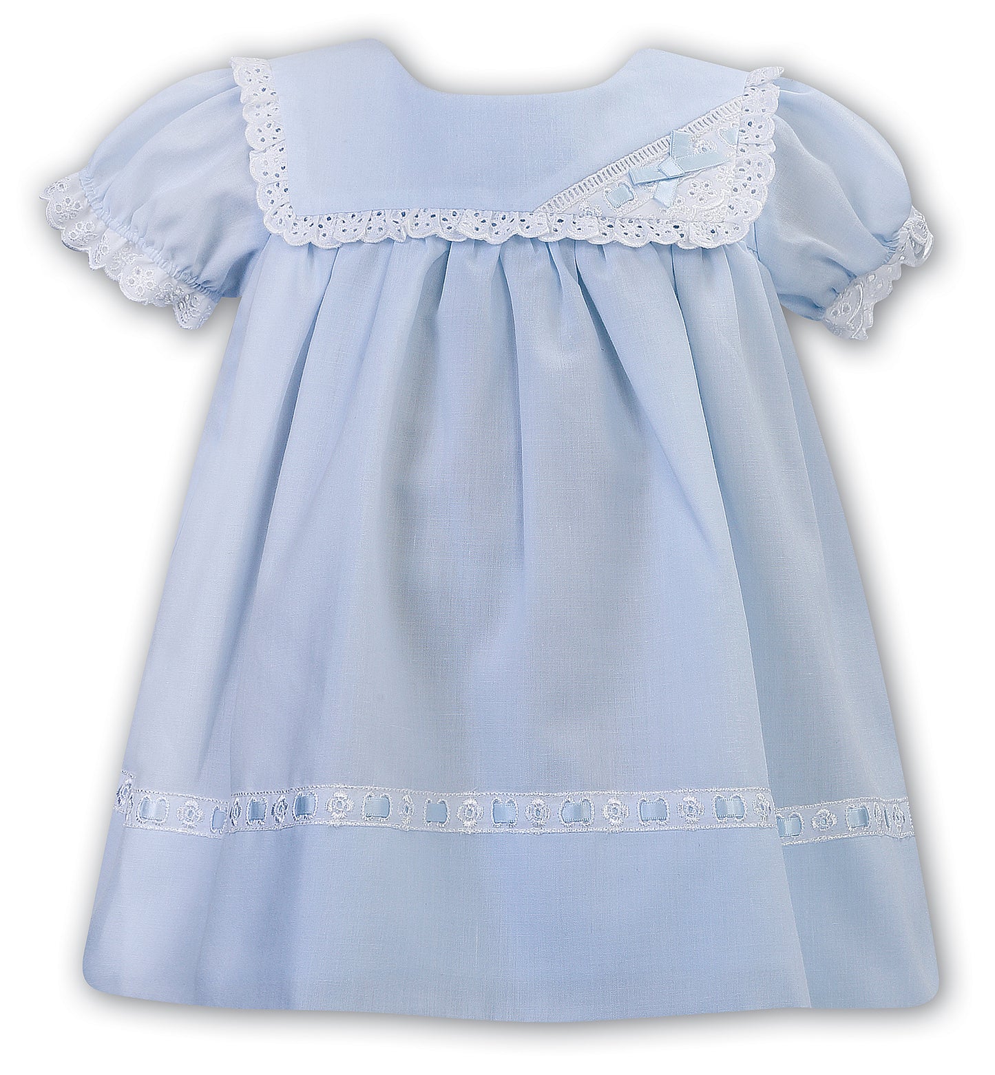 Square collar anglaise lace ruffle dress