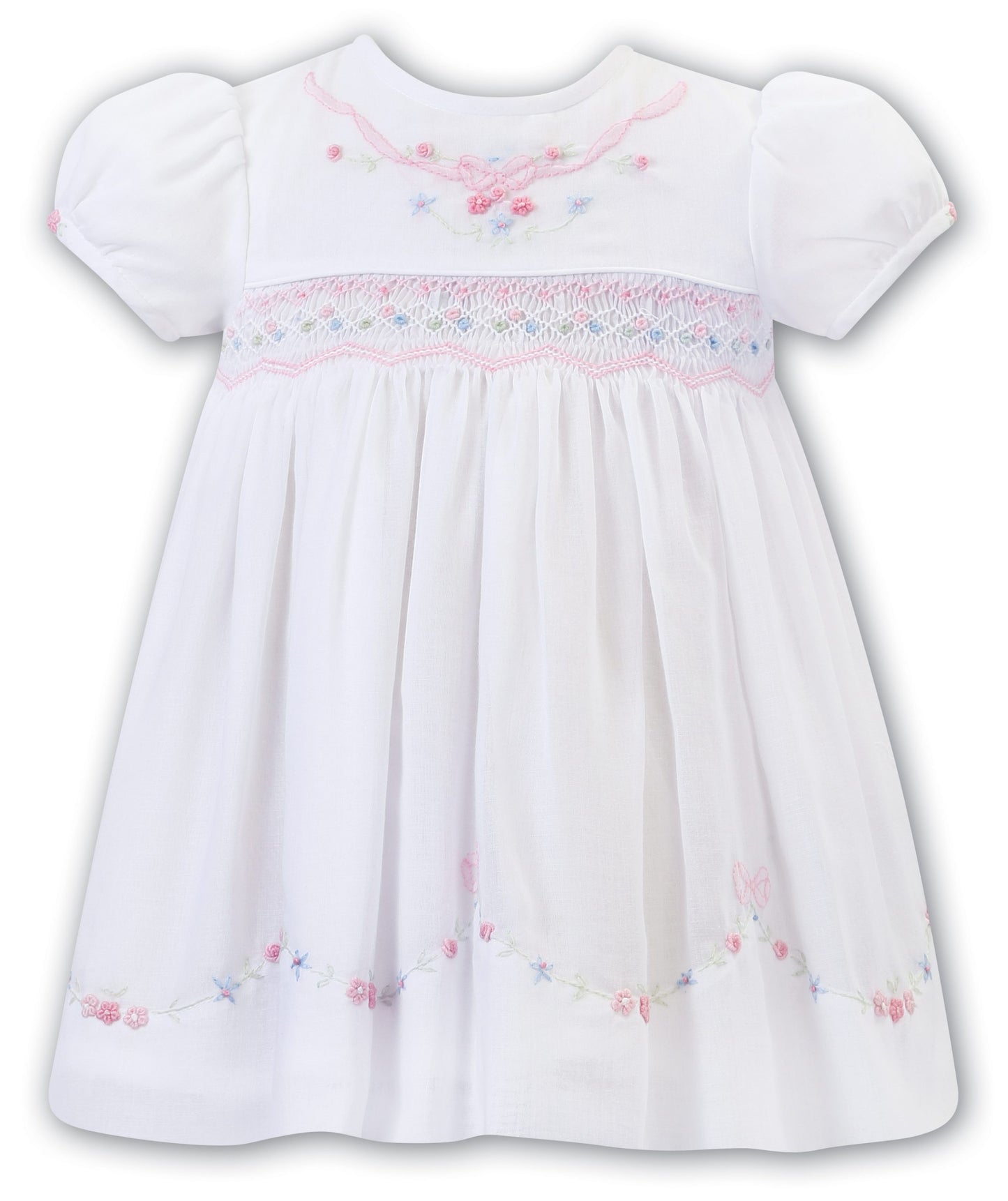 Cap sleeve pastel embroidered dress