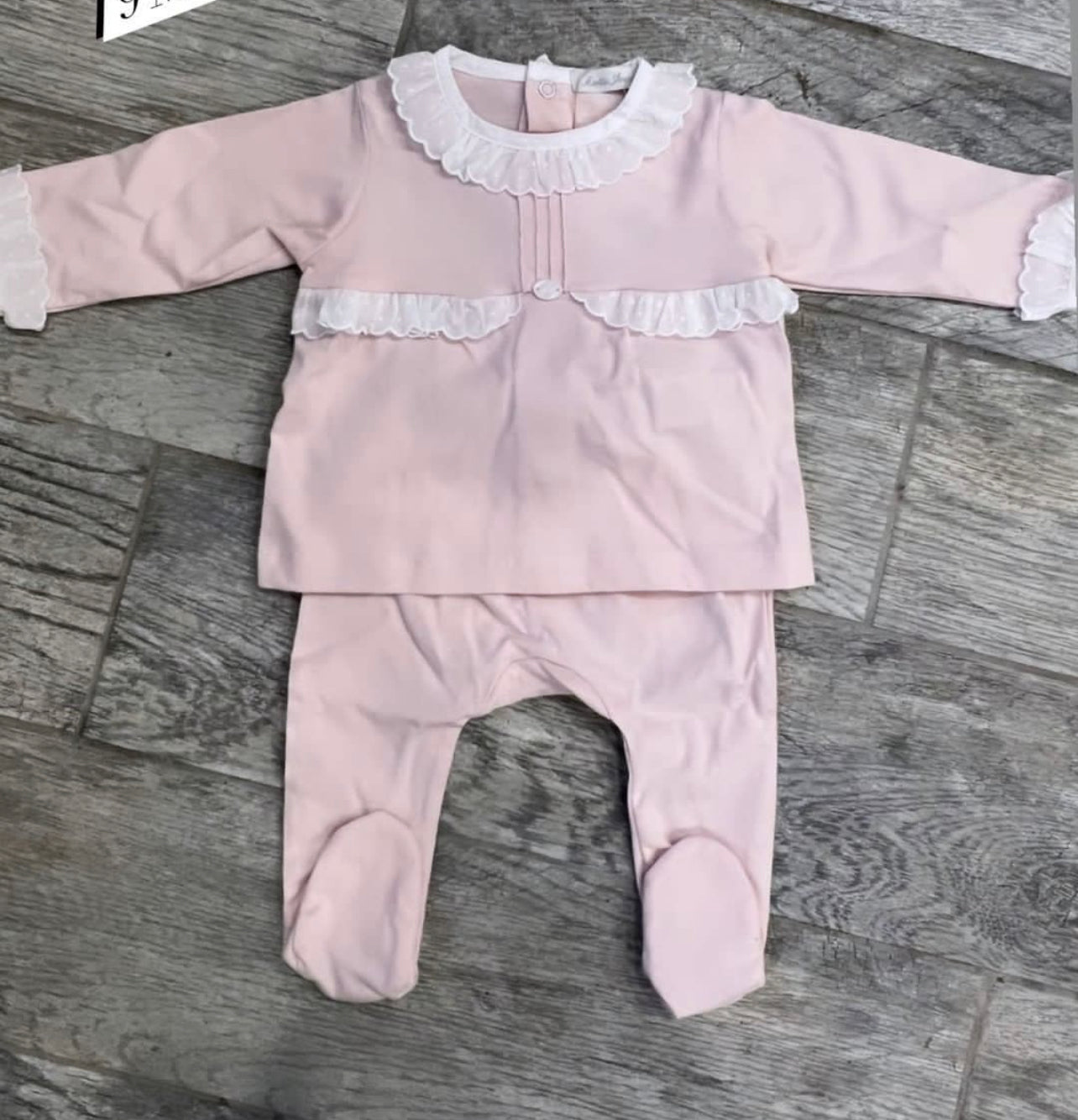 Pink lace trim two piece set