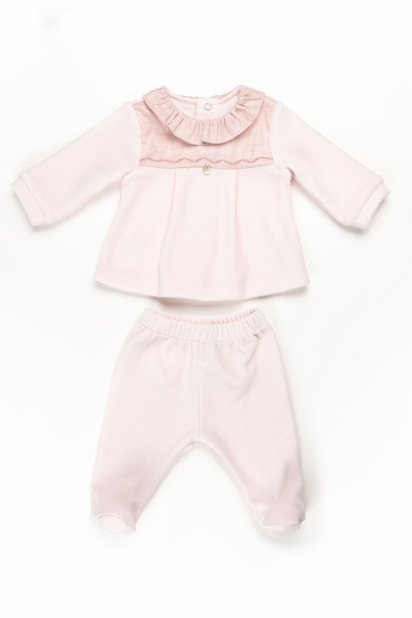 Pink Velour 2 Piece Footie