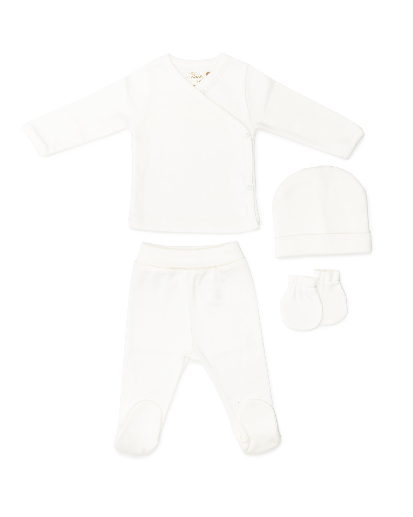Layette Set (Four Piece) in Ivory and Pink