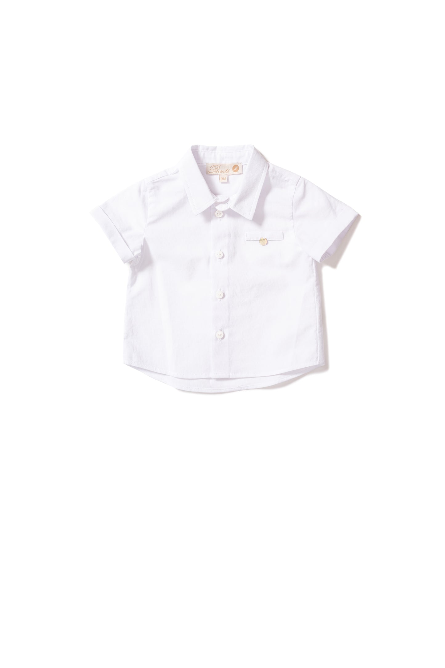 White cotton short sleeve buttoned shirt