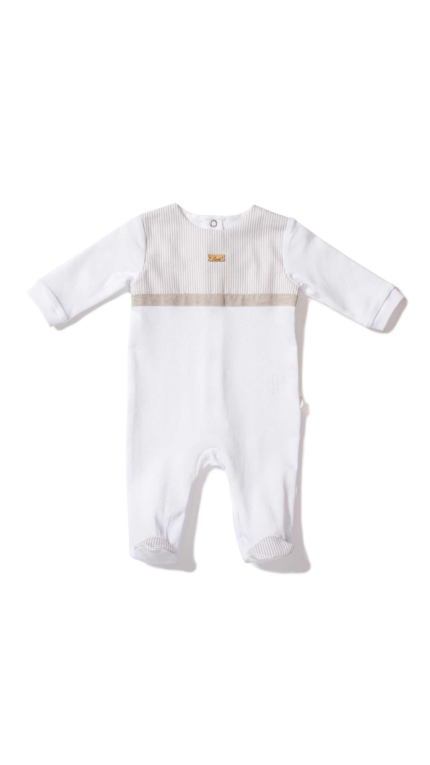 White Cotton Print Footie