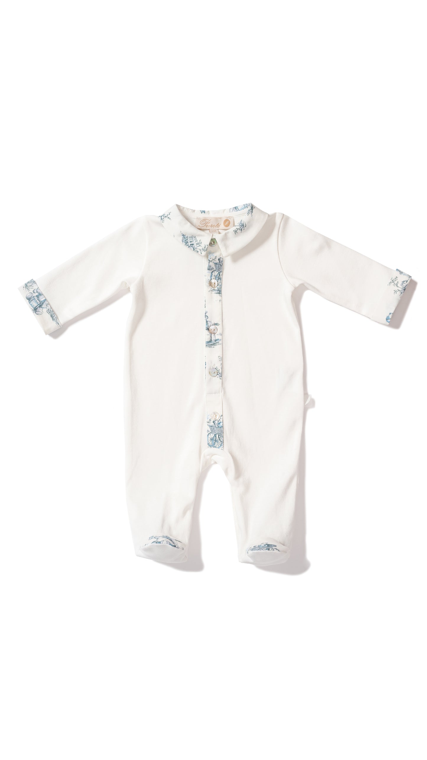 White Print long sleeve footie