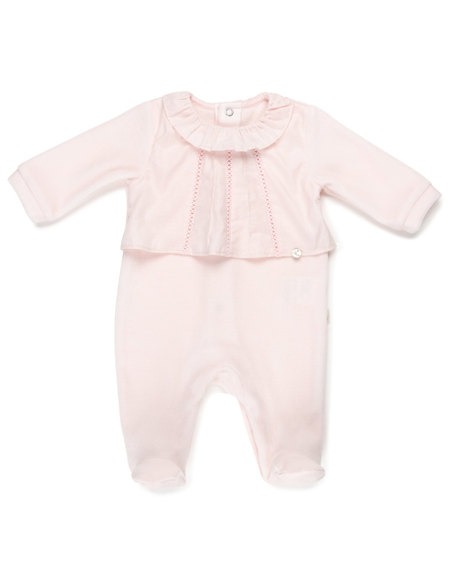 Girls Pink Velour Footie