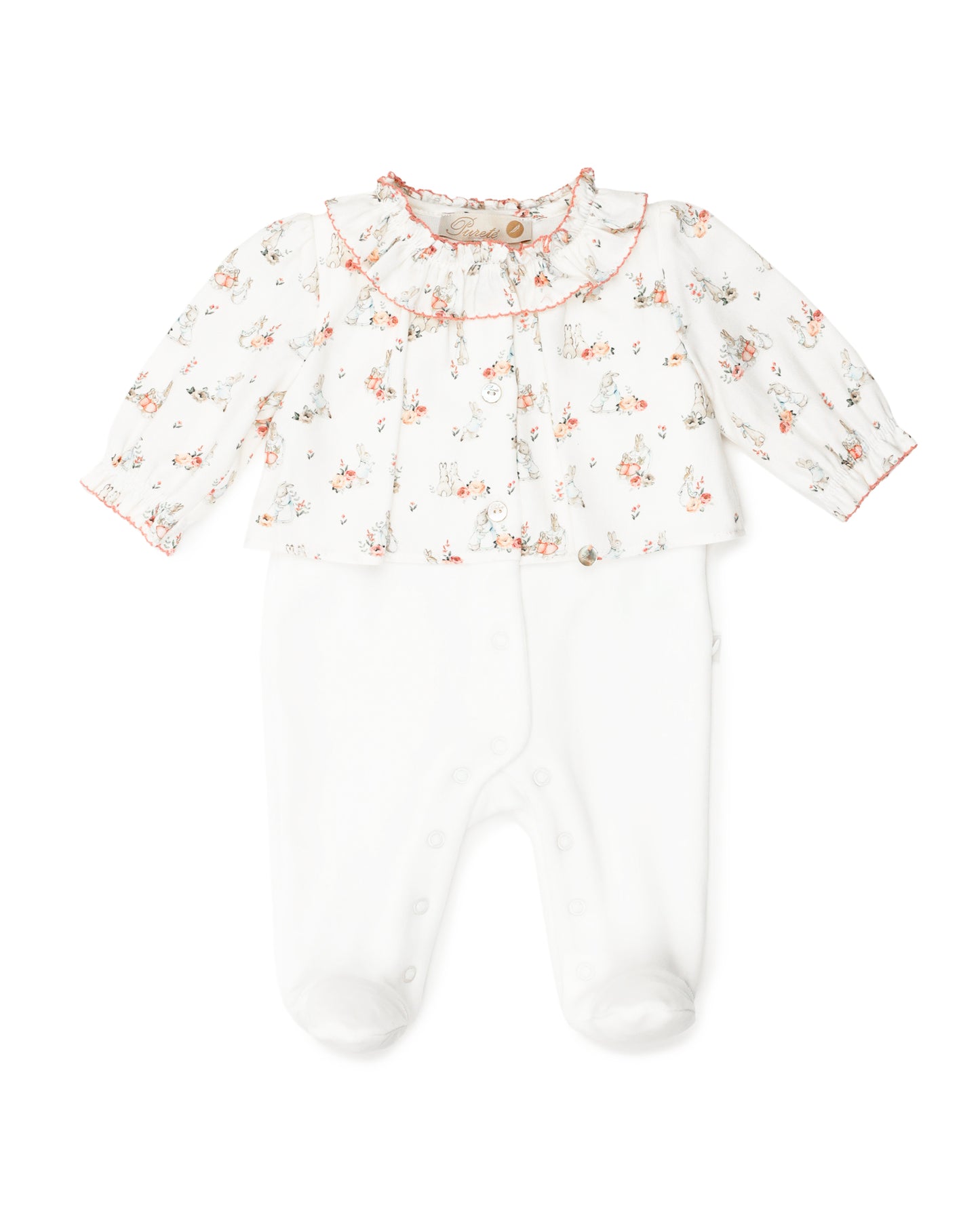 Ivory Bunny Velour Footie