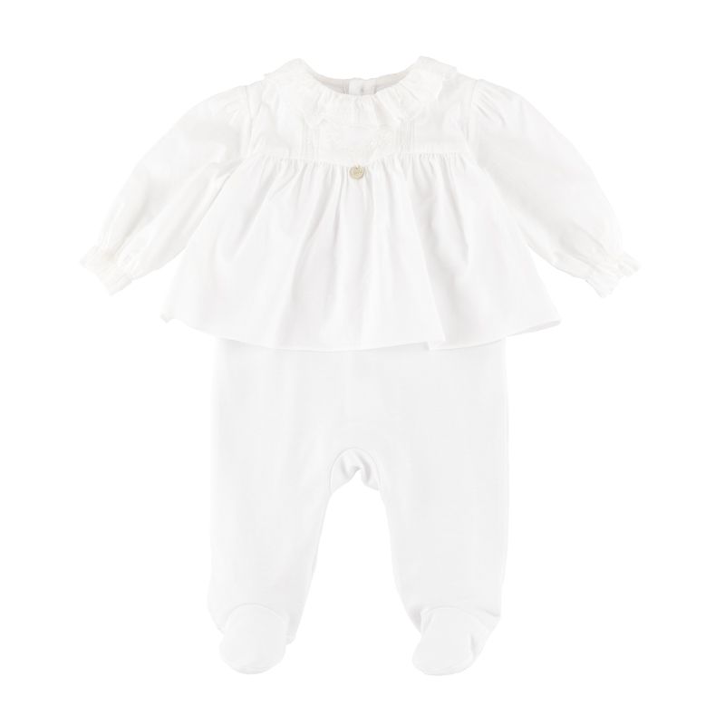 Ruffle top girls footie with collar
