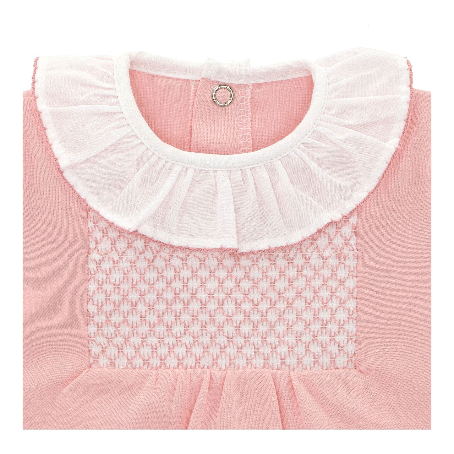 Pink smocked footie