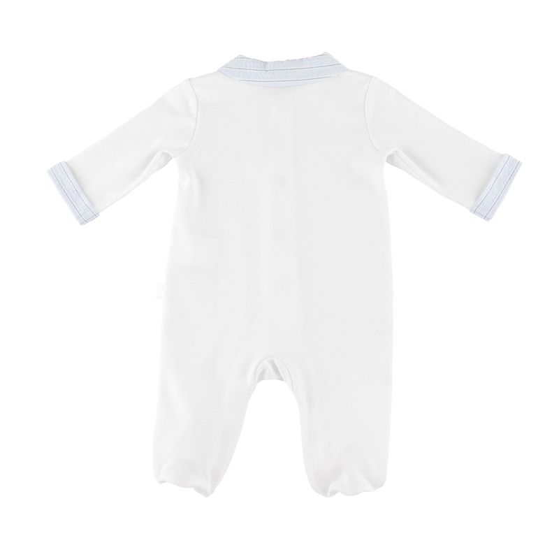Jacob Blue Half Striped Footie With Collar