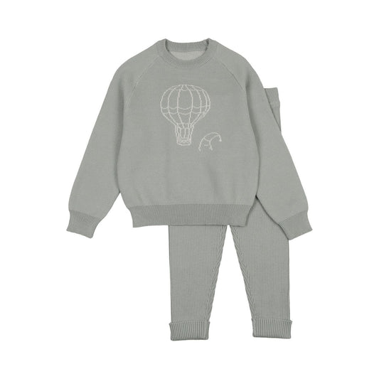 Pouf Graphic Knit Blue Set