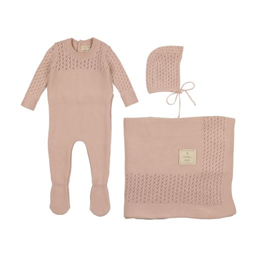 precious purl knit layette set