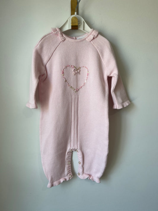Pink Knit Heart Romper