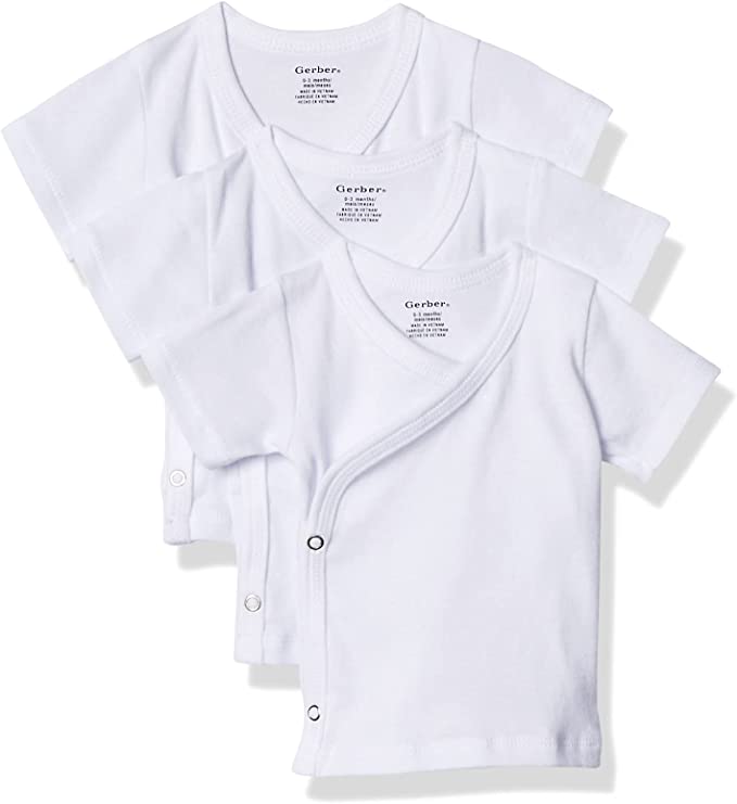 3-Pack White Side-Snap Short Sleeve Shirts