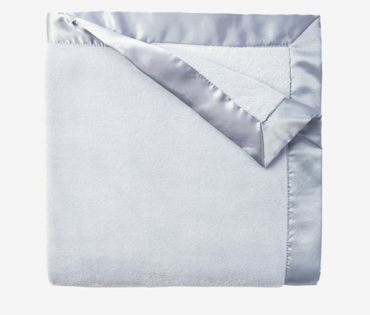 PALE BLUE/ CREAM CORAL FLEECE BABY STROLLER BLANKET