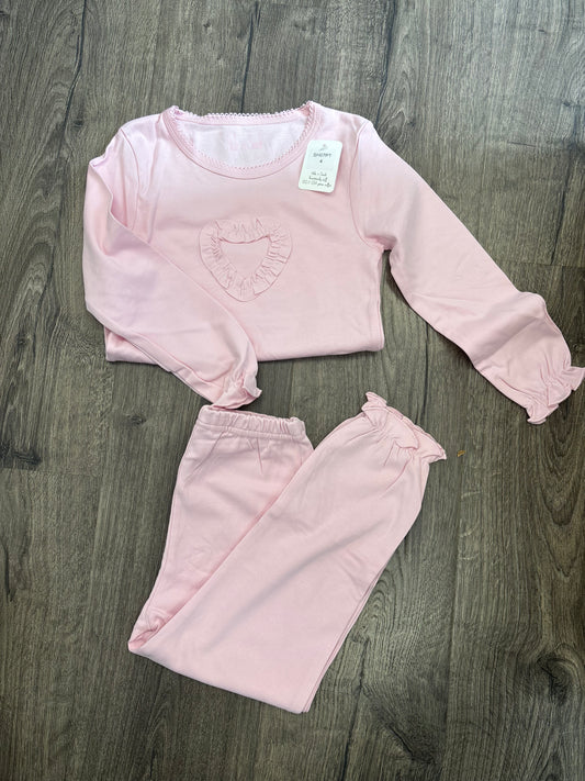 Pink ruffle heart pajama set