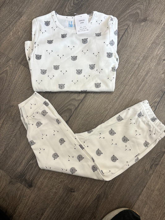 Boys grey bear pajama set