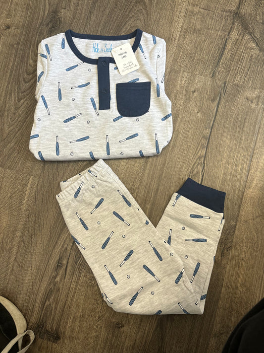 Grey baseball Pajama set