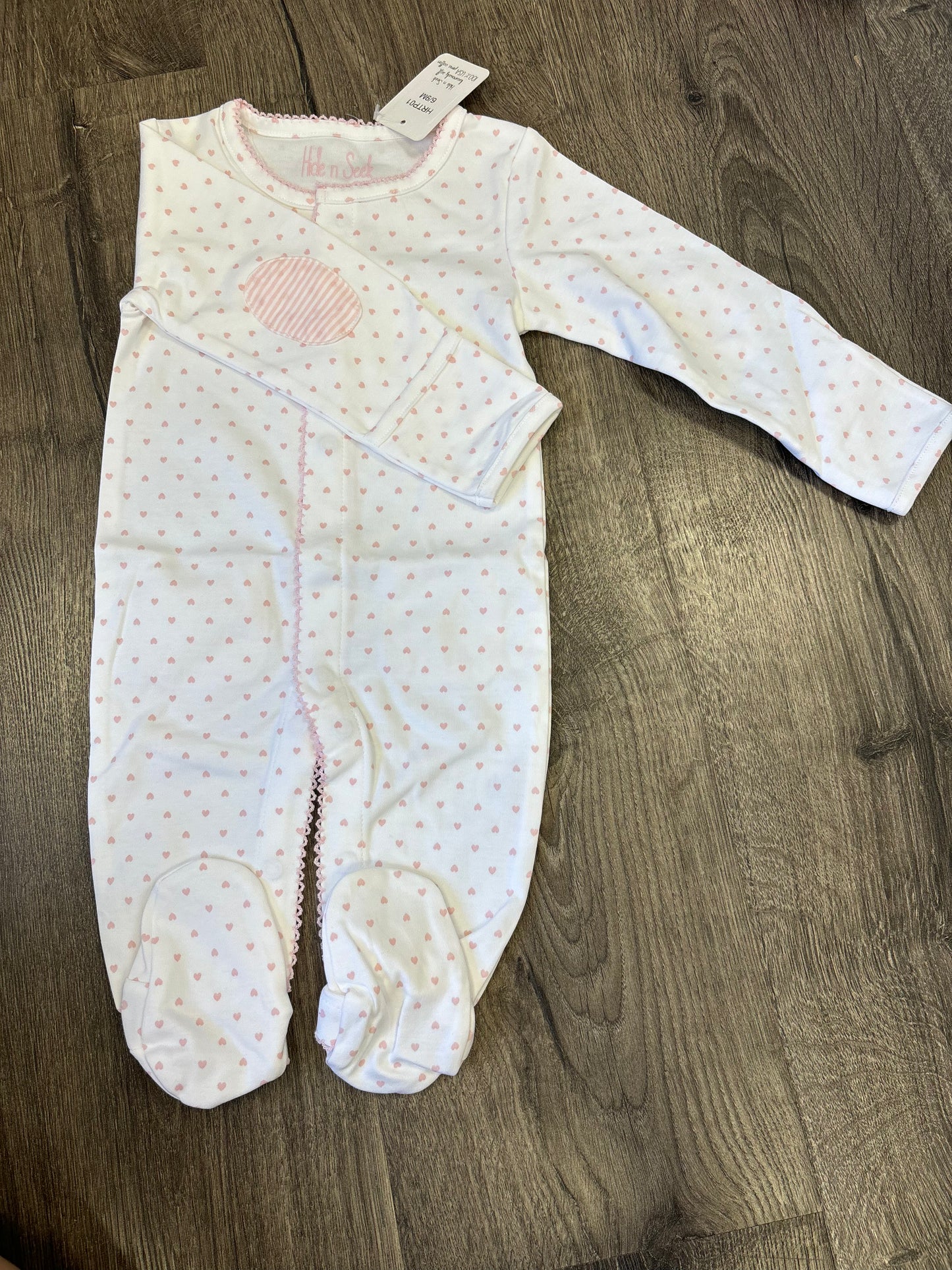 Mini heart patch print footsie