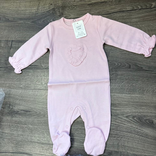 Pink ruffle heart footsie