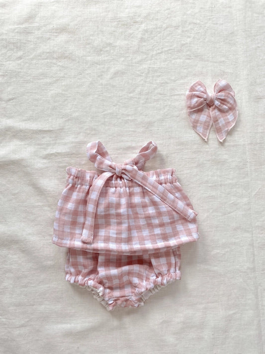 Baby Girl Top / Gingham - Pink