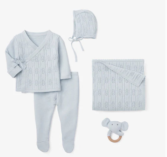 BLUSH PINK/ BABY BLUE BABY LAYETTE SET W. BOX