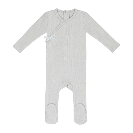 Sea Blue Circle Wrapover Pointelle Footie-Boys