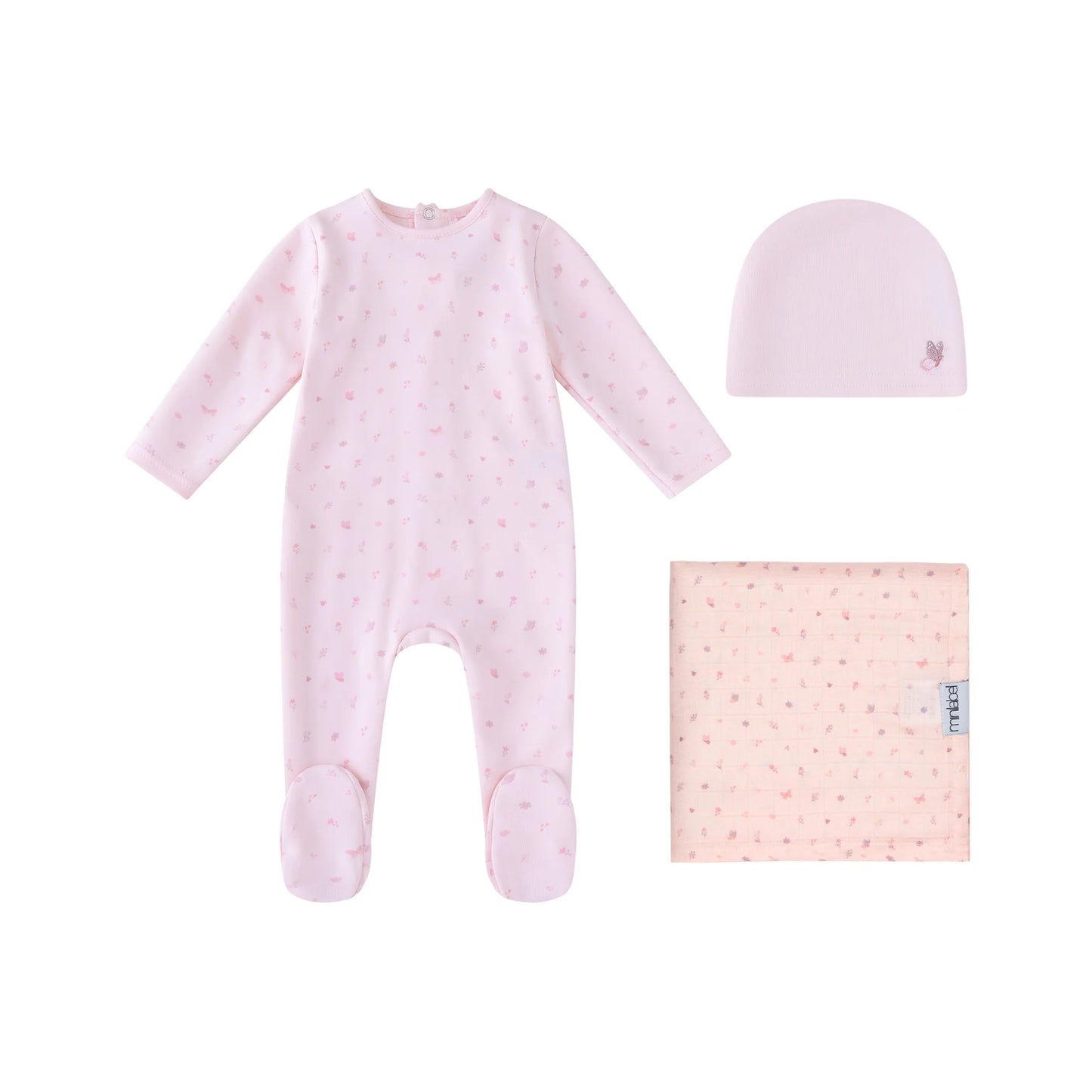 Pink Butterfly All Over print Layette Set
