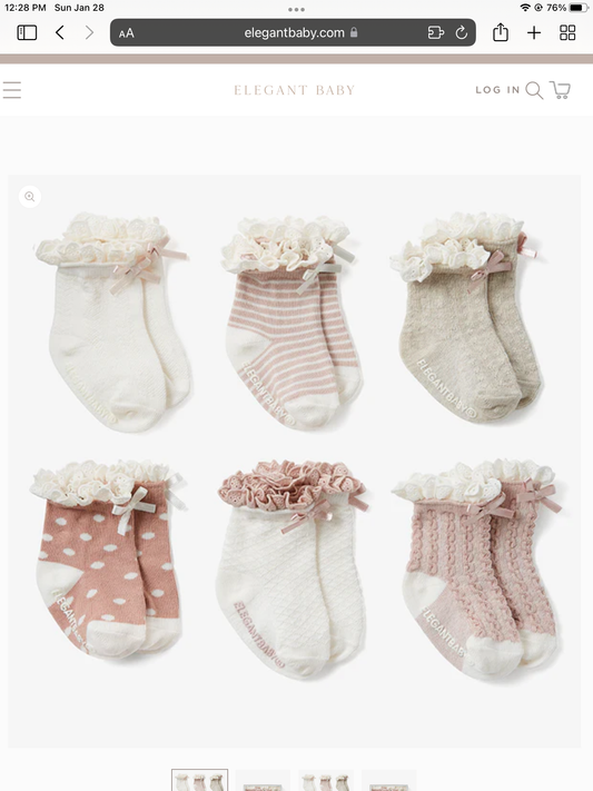 FANCY PINK NON SLIP BABY SOCKS 6PK