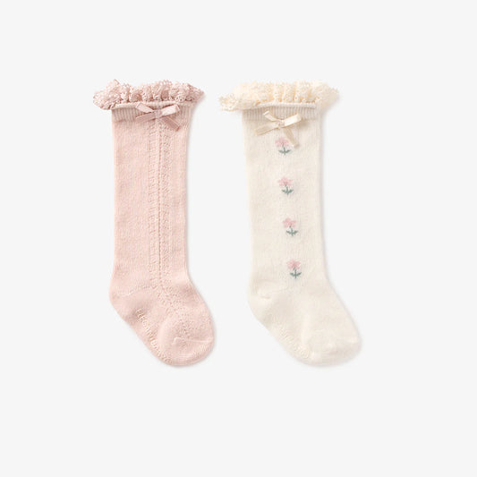 Floral knee socks -NON SLIP