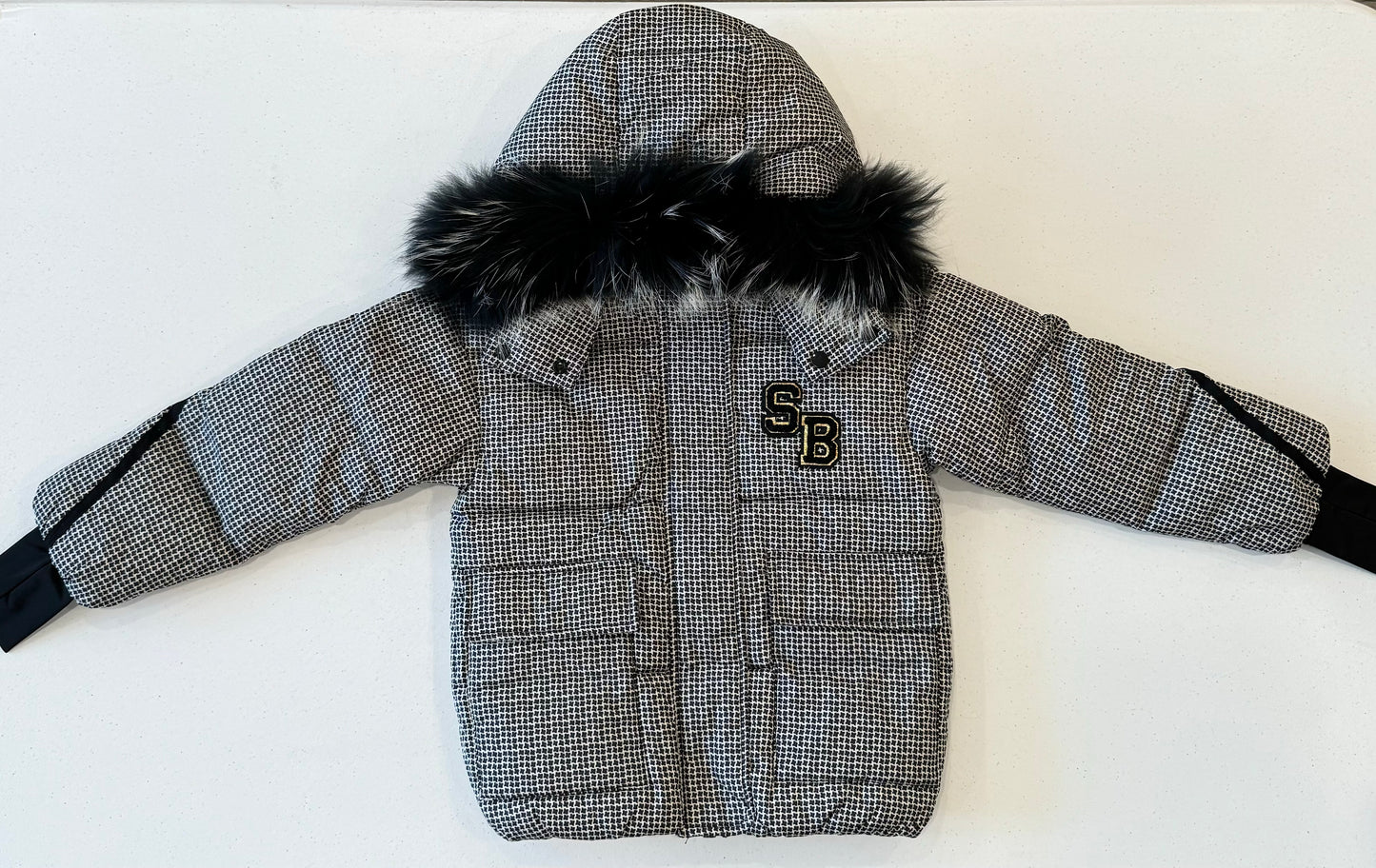 Houndstooth puffer jacket