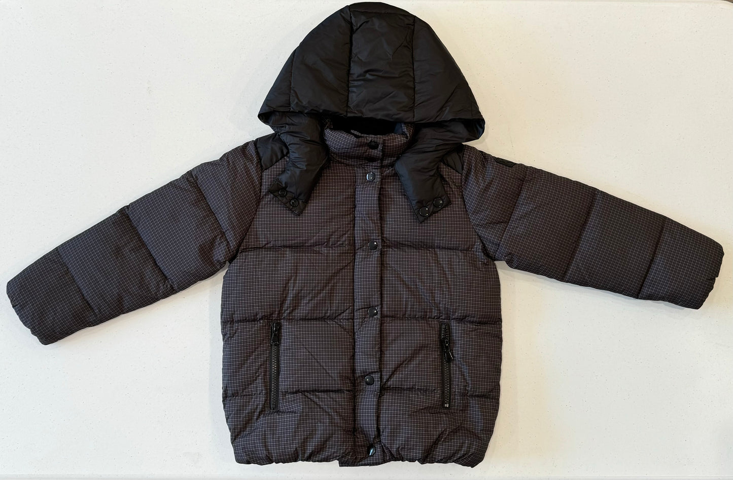 Black checked puffer jacket