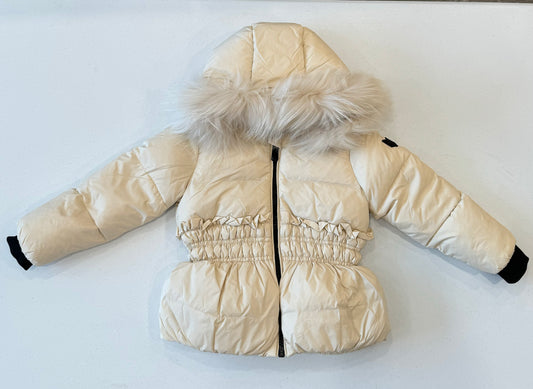 Beige waist ruffle puffer