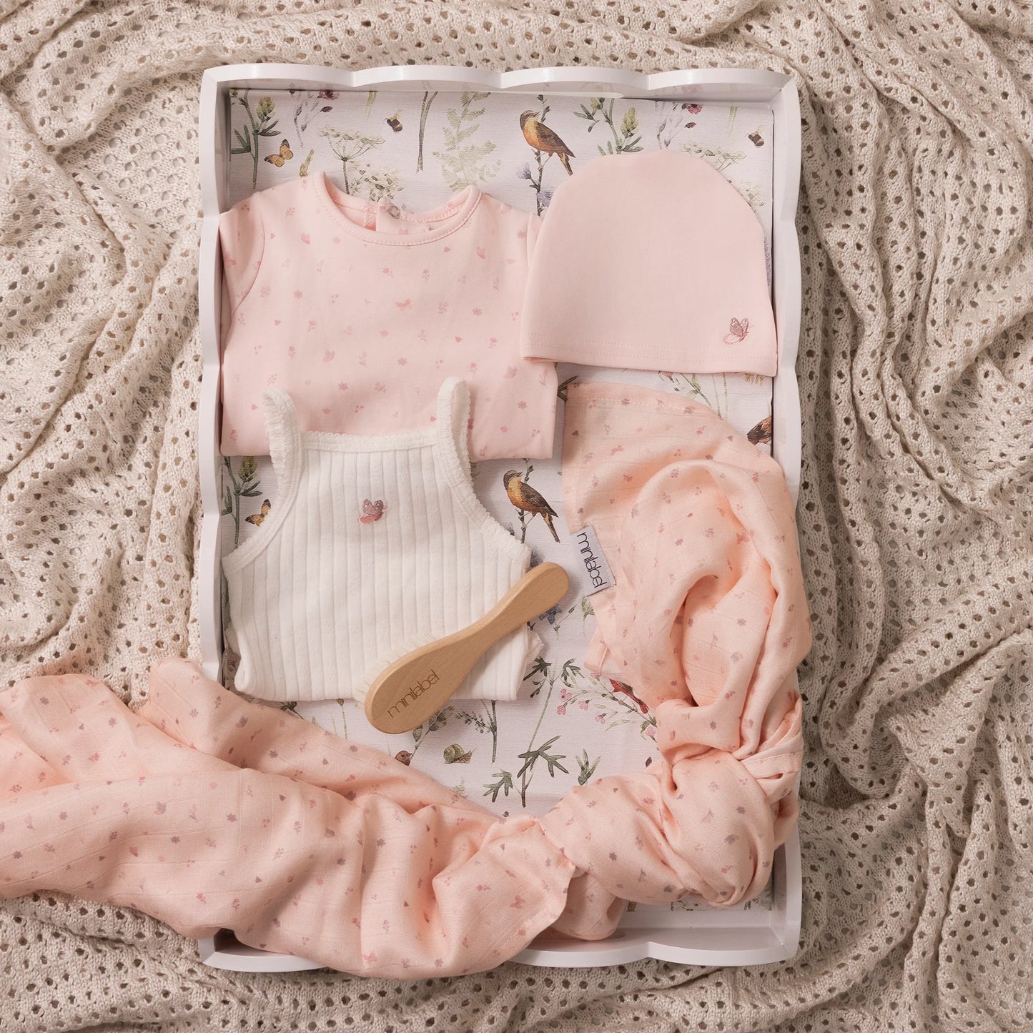 Pink Butterfly All Over Print Footie Gift Set (boxed)