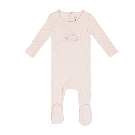 Embroidered Carriage Girls Footie