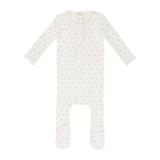 Ivory Petal Pointelle Floral Footie-Girls