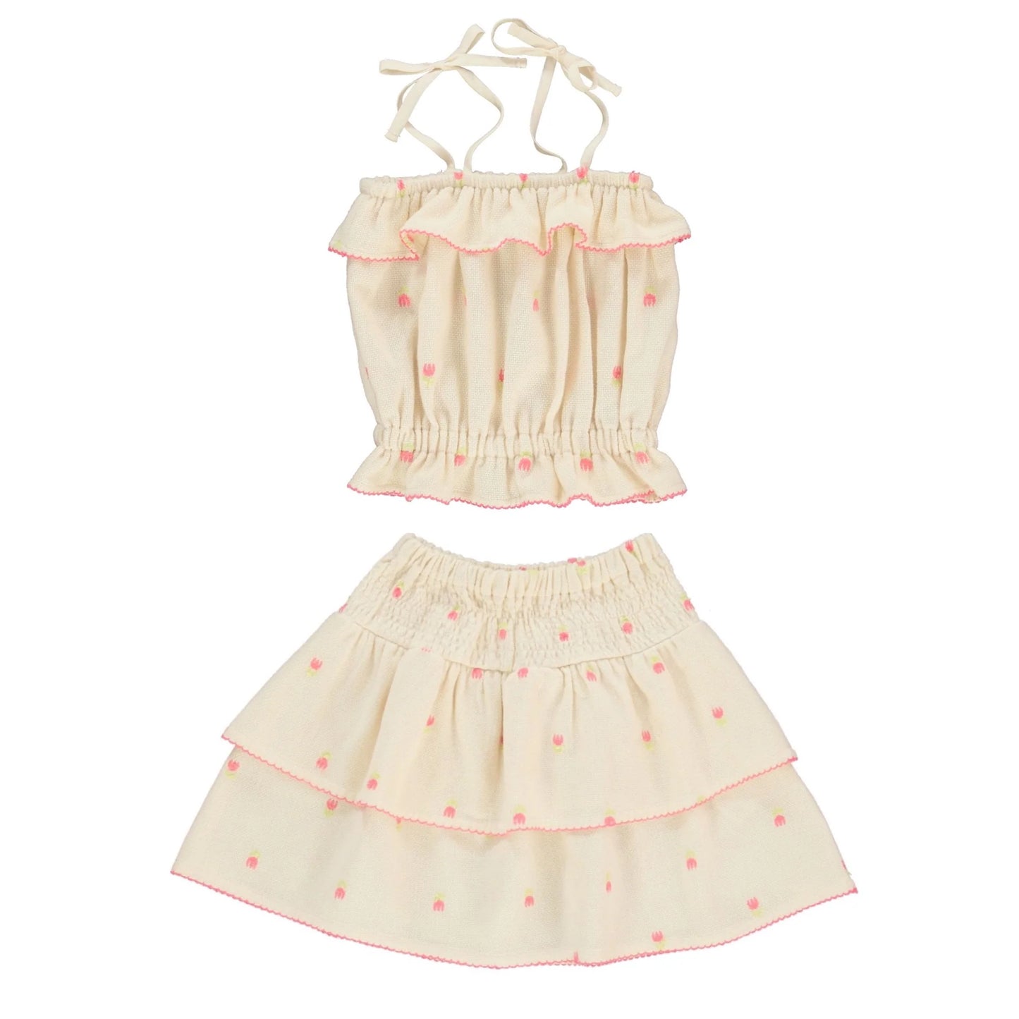 Bebe Organic Girls Signature Tulips Delilah Top and Skirt Set