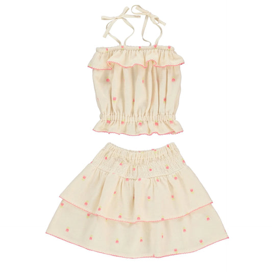 Bebe Organic Girls Signature Tulips Delilah Top and Skirt Set