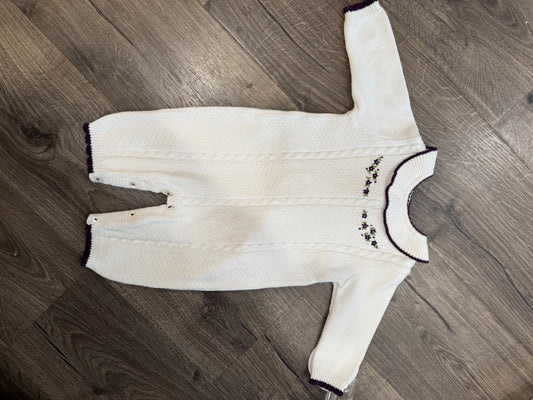Lavender Floral Cable Knit Romper