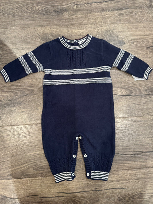 Navy Striped Cable Knit Romper