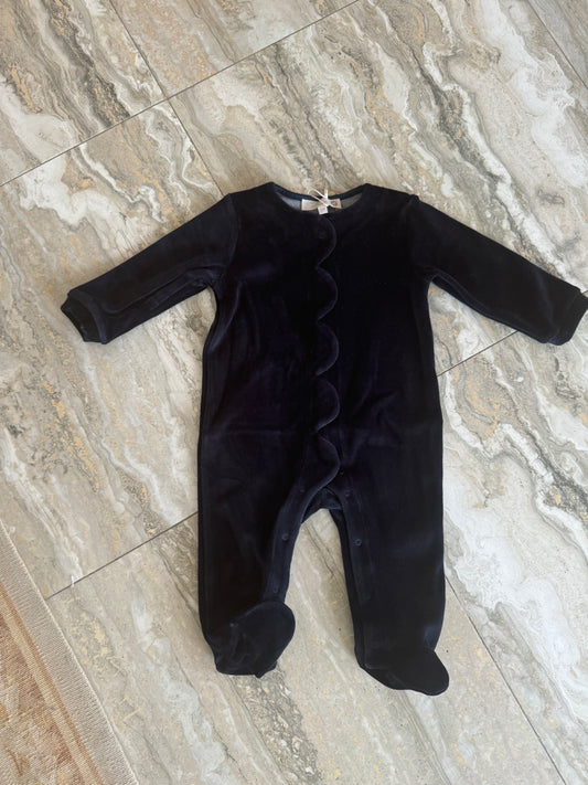 Scalloped Velour Footie